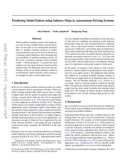 Predicting Model Failure using Saliency Maps in Autonomous Driving
  Systems