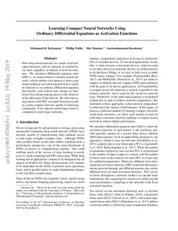 Learning Compact Neural Networks Using Ordinary Differential Equations
  as Activation Functions