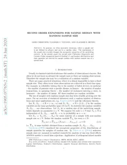 Second Order Expansions for Sample Median with Random Sample Size
