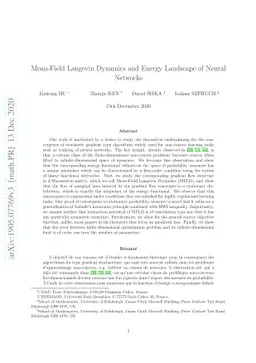 Mean-Field Langevin Dynamics and Energy Landscape of Neural Networks