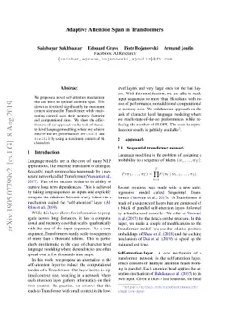 Adaptive Attention Span in Transformers