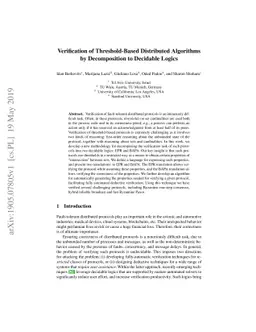 Verification of Threshold-Based Distributed Algorithms by Decomposition
  to Decidable Logics