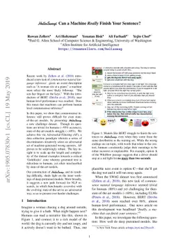 HellaSwag: Can a Machine Really Finish Your Sentence?