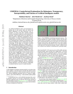 CERTIFAI: Counterfactual Explanations for Robustness, Transparency,
  Interpretability, and Fairness of Artificial Intelligence models
