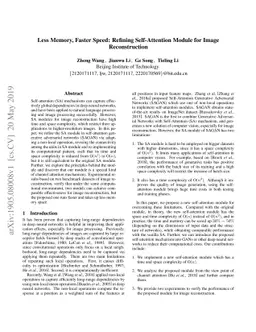 Less Memory, Faster Speed: Refining Self-Attention Module for Image
  Reconstruction
