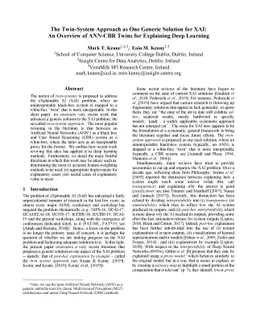 The Twin-System Approach as One Generic Solution for XAI: An Overview of
  ANN-CBR Twins for Explaining Deep Learning