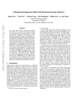 A Regularized Opponent Model with Maximum Entropy Objective