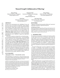 Neural Graph Collaborative Filtering