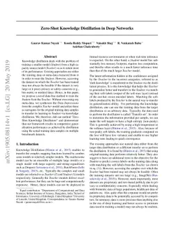 Zero-Shot Knowledge Distillation in Deep Networks