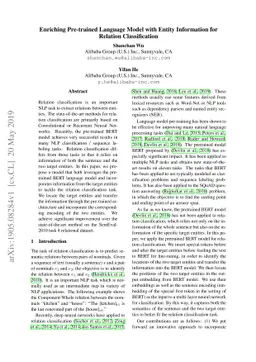 Enriching Pre-trained Language Model with Entity Information for
  Relation Classification