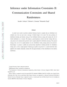 Inference under Information Constraints II: Communication Constraints
  and Shared Randomness