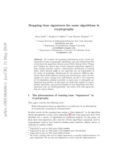 Stopping time signatures for some algorithms in cryptography