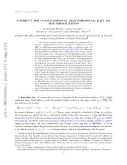 Inference for Change Points in High Dimensional Data via
  Self-Normalization