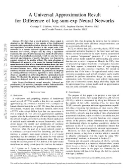 A Universal Approximation Result for Difference of log-sum-exp Neural
  Networks