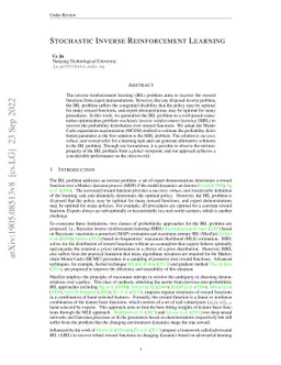 Stochastic Inverse Reinforcement Learning