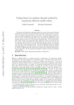 Coding theory for noiseless channels realized by anonymous oblivious
  mobile robots