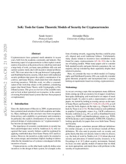 SoK: Tools for Game Theoretic Models of Security for Cryptocurrencies