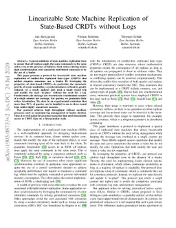 Linearizable State Machine Replication of State-Based CRDTs without Logs