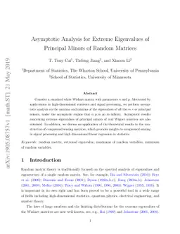 Asymptotic Analysis for Extreme Eigenvalues of Principal Minors of
  Random Matrices
