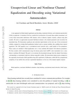 Unsupervised Linear and Nonlinear Channel Equalization and Decoding
  using Variational Autoencoders
