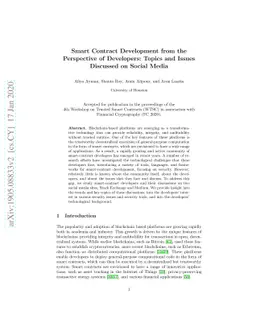 Smart Contract Development from the Perspective of Developers: Topics
  and Issues Discussed on Social Media