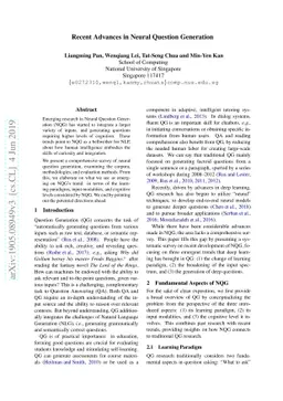 Recent Advances in Neural Question Generation