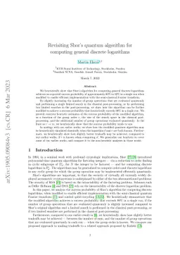 Revisiting Shor's quantum algorithm for computing general discrete
  logarithms