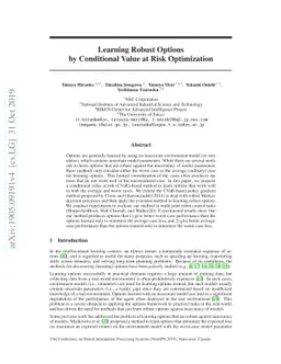Learning Robust Options by Conditional Value at Risk Optimization