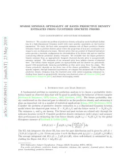Sparse Minimax Optimality of Bayes Predictive Density Estimates from
  Clustered Discrete Priors
