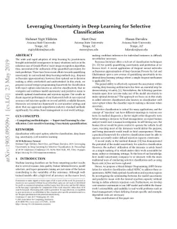 Leveraging Uncertainty in Deep Learning for Selective Classification