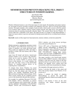 MemoryRanger Prevents Hijacking FILE_OBJECT Structures in Windows Kernel