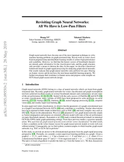 Revisiting Graph Neural Networks: All We Have is Low-Pass Filters