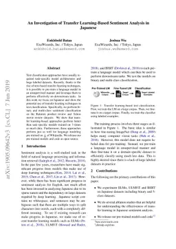 An Investigation of Transfer Learning-Based Sentiment Analysis in
  Japanese