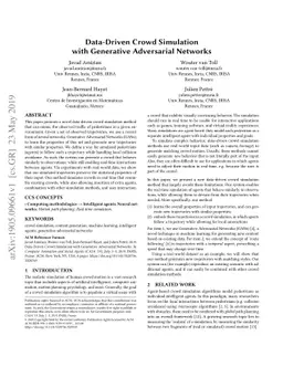 Data-Driven Crowd Simulation with Generative Adversarial Networks