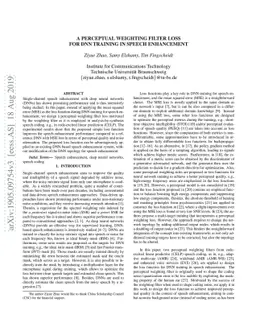 A Perceptual Weighting Filter Loss for DNN Training in Speech
  Enhancement