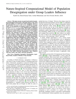 Nature-Inspired Computational Model of Population Desegregation under
  Group Leaders Influence