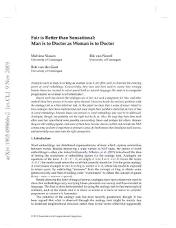 Fair is Better than Sensational:Man is to Doctor as Woman is to Doctor