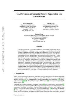 CASS: Cross Adversarial Source Separation via Autoencoder