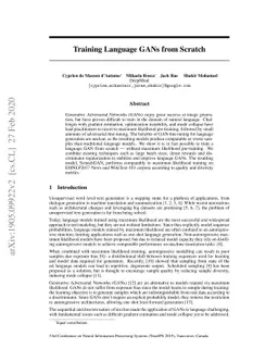 Training language GANs from Scratch