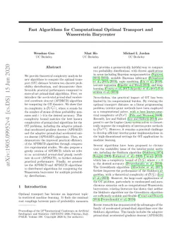 Fast Algorithms for Computational Optimal Transport and Wasserstein
  Barycenter