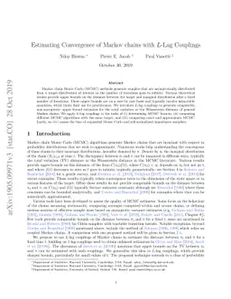 Estimating Convergence of Markov chains with L-Lag Couplings
