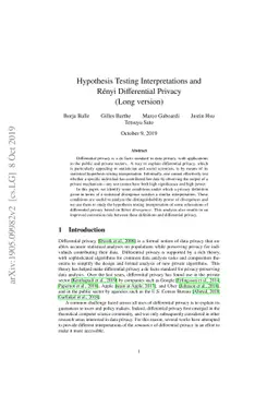 Hypothesis Testing Interpretations and Renyi Differential Privacy
