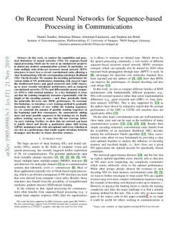 On Recurrent Neural Networks for Sequence-based Processing in
  Communications
