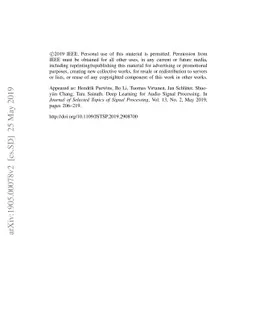 Deep Learning for Audio Signal Processing