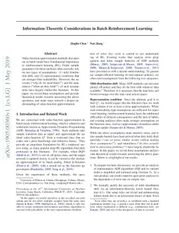 Information-Theoretic Considerations in Batch Reinforcement Learning