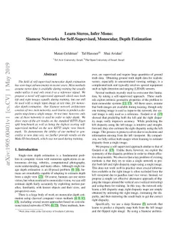 Learn Stereo, Infer Mono: Siamese Networks for Self-Supervised,
  Monocular, Depth Estimation