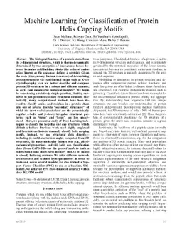 Machine Learning for Classification of Protein Helix Capping Motifs