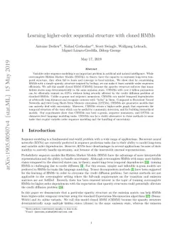 Learning higher-order sequential structure with cloned HMMs