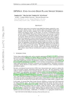 DPSNet: End-to-end Deep Plane Sweep Stereo