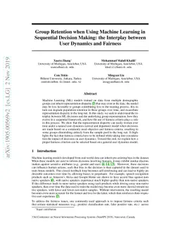 Group Retention when Using Machine Learning in Sequential Decision
  Making: the Interplay between User Dynamics and Fairness